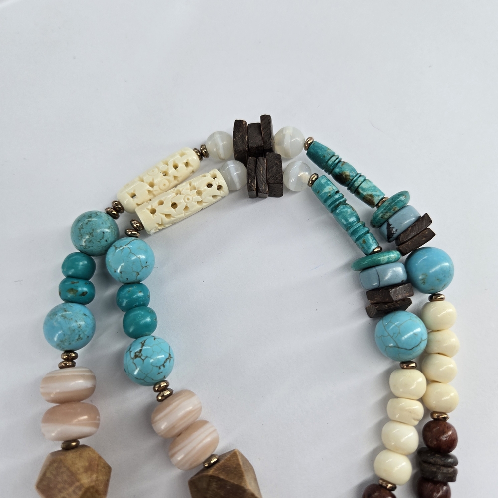 Chico's Turquoise and Brown Beaded Necklace - Picture 4 of 4